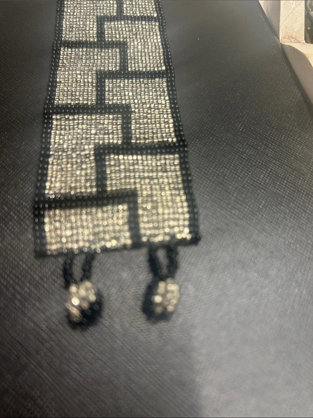 Vintage Black and Silver Beaded bracelet Accent